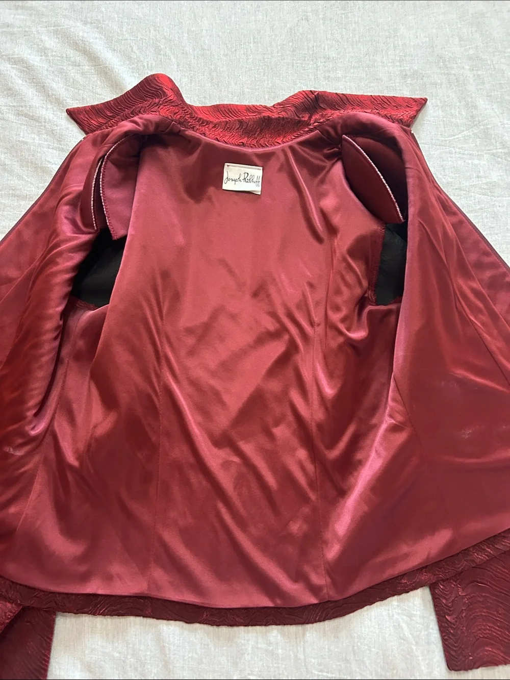 Vintage Y2K Joseph Ribkoff Textured Red Jacket Estimated Size M Shoulder Pads - Picture 6 of 11